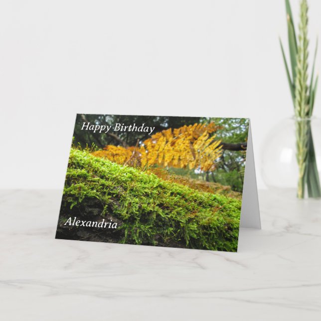Tronc d'arbre en mousse luxuriante - Carte d'anniv (Devant)