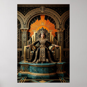 Trône de Reine Art Déco Palais Doré Gilded
