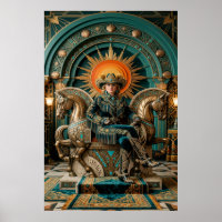 Trône doré de reine cowgirl western Art déco