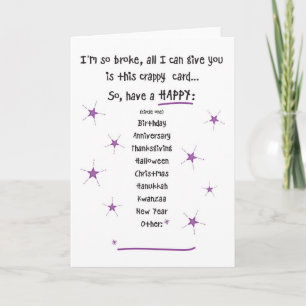 Trop Broke pour les cadeaux carte de voeux