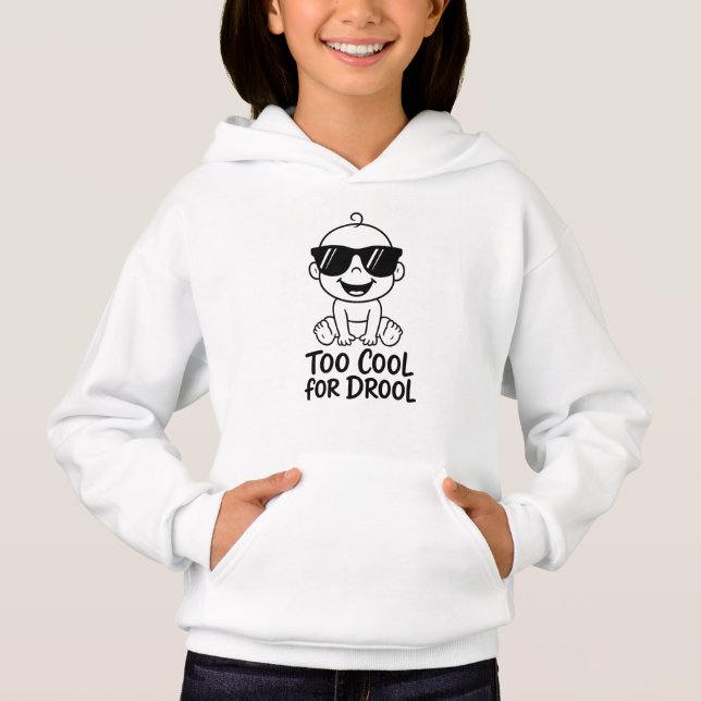 Trop Cool pour Baver Mignon Enfants Pullover à Cap (Devant)