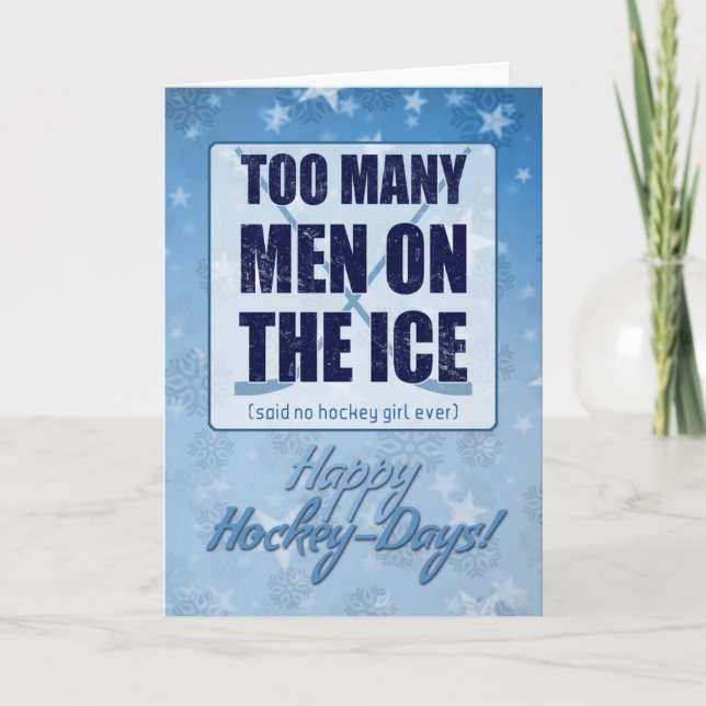 Trop d'hommes Drôle Hockey Carte de Noël (Devant)