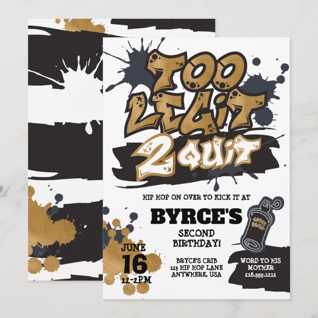 Trop Legit pour quitter Invitation d'anniversaire (Devant / Derrière)