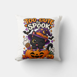Trop mignon pour effrayer Coussin de chat noir d'H