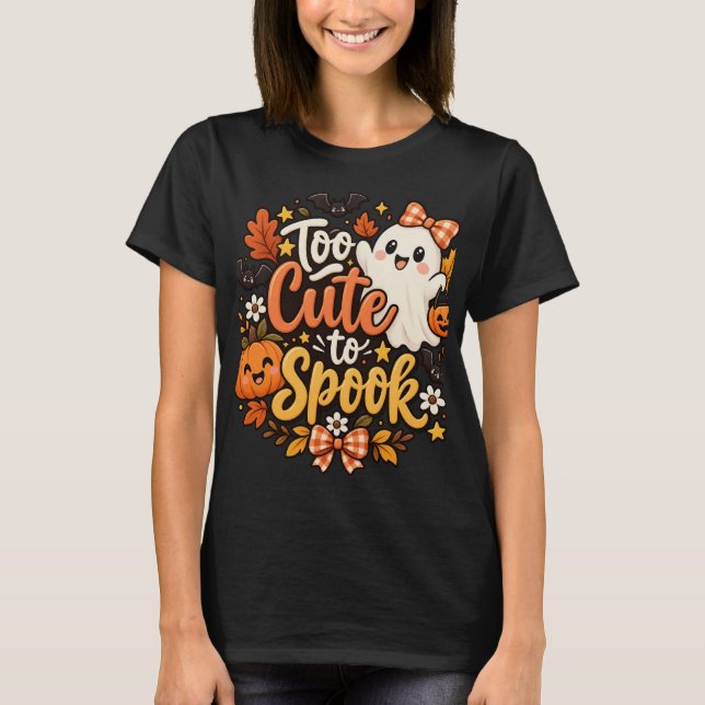 Trop Mignon Pour Effrayer T-Shirt de Fantôme Migno (Devant)