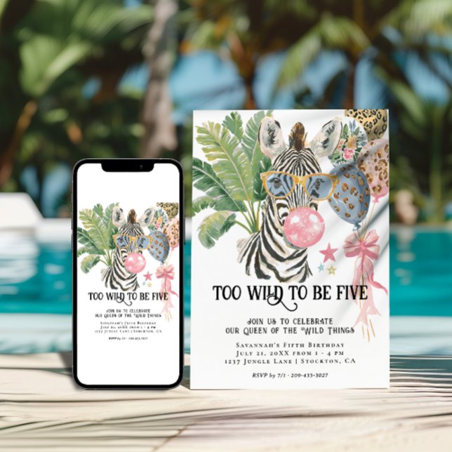 Trop sauvage pour être cinq invitation d'anniversa (Créateur téléchargé)