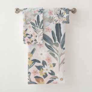 Tropcal Grey Gold Foliage Floral Pattern