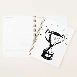 Trophée Dessiné à la Main Rétro Noir et Blanc Réco