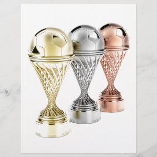 trophées de football or, argent et bronze