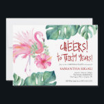 Tropical 30th Birthday Party Invitation Modèle<br><div class="desc">Meilleure option pour une fête tropicale de 30e anniversaire, un bain de plage ou une fête du Flamant rose rose! Faites un peu de plaisir avec cette invitation ludique de 30e anniversaire avec des flamants roses d'aquarelle originaux et une végétation tropicale vibrante. L'expression "Cheers to Thirty Years" donne un ton...</div>