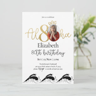 Tropical 80th Gold Birthday Invitation avec photo