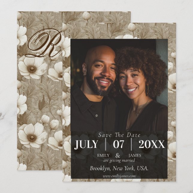 Tropical Anemone Countryside Wedding Save the Date (Devant / Derrière)