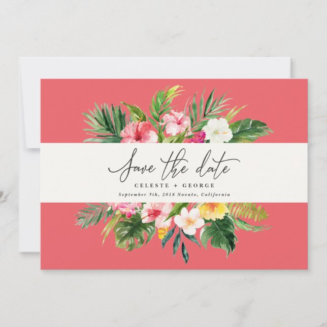 Tropical aquarelle floral save the date (Devant)