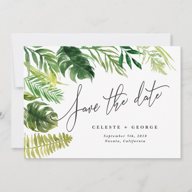 Tropical aquarelle florale save the date (Devant)