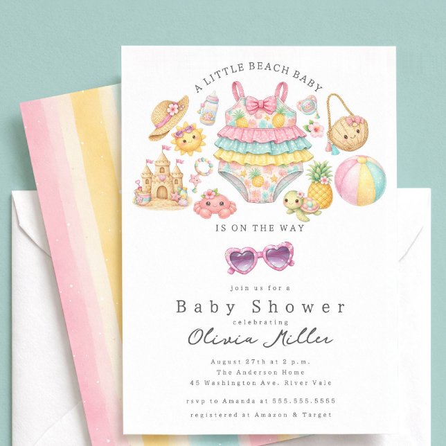 Tropical Beach Baby Shower Invitation Girl (Créateur téléchargé)