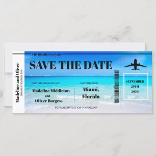 Tropical Beach Boarding Pass Mariage Enregistrer L
