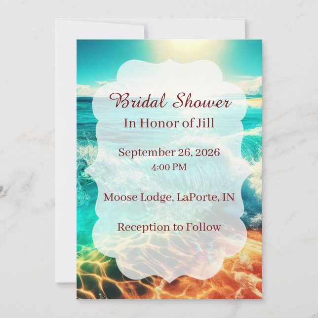 Tropical Beach Bridal Shower Invitation (Devant)