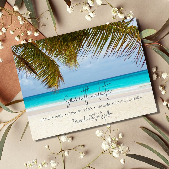 Tropical Beach Destination Wedding Save the Date (Créateur téléchargé)