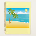Tropical Beach Paradise with Palm Trees<br><div class="desc">Organize your days with a touch of sunshine in this tropical palm tree spiral planner. The cover features a beautiful vector scene of a beach paradise and rolling waves, providing a cheerful backdrop for your notes, schedules, and goals. Whether you are planning your next summer vacation or keeping track of...</div>