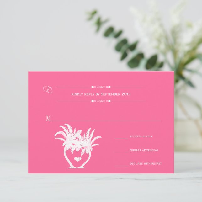 Tropical Beach Pink Palm Tree Destination RSVP (Debout devant)