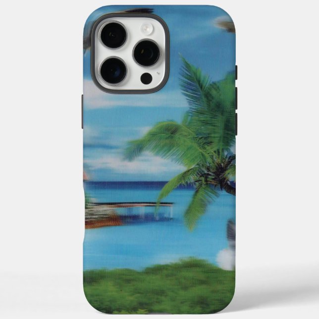 Tropical Beach Scene Art Imprimer iPhone 16 Coque (Verso)