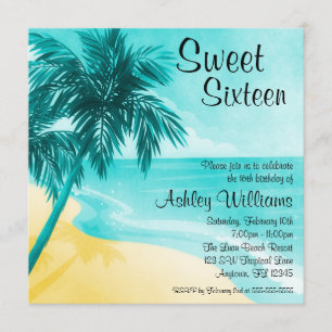 Tropical Beach Sweet 16 Anniversaires Invitations