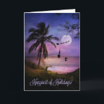 Tropical Beach Voile Bonne Carte Vacances<br><div class="desc">Carte de vacances nautique,  côtière à thème avec voilier,  dauphin,  palmier et bien sûr père Noël et rennes ! Une façon amusante de souhaiter un peu de paradis pour la saison des Fêtes !</div>