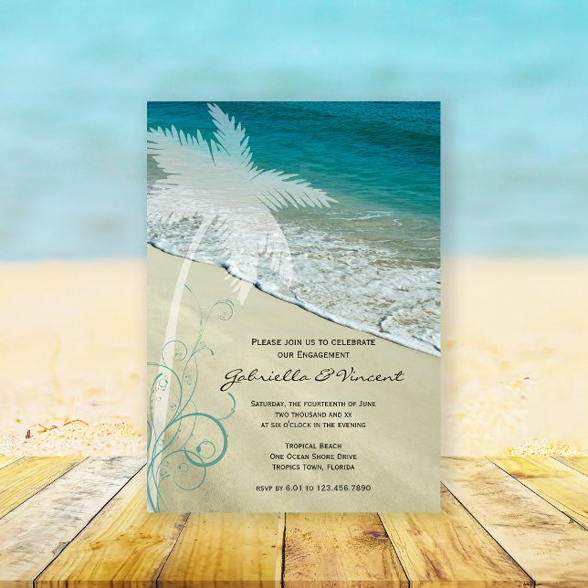 Tropical Beach Wedding Engagement Party Invitation (Créateur téléchargé)