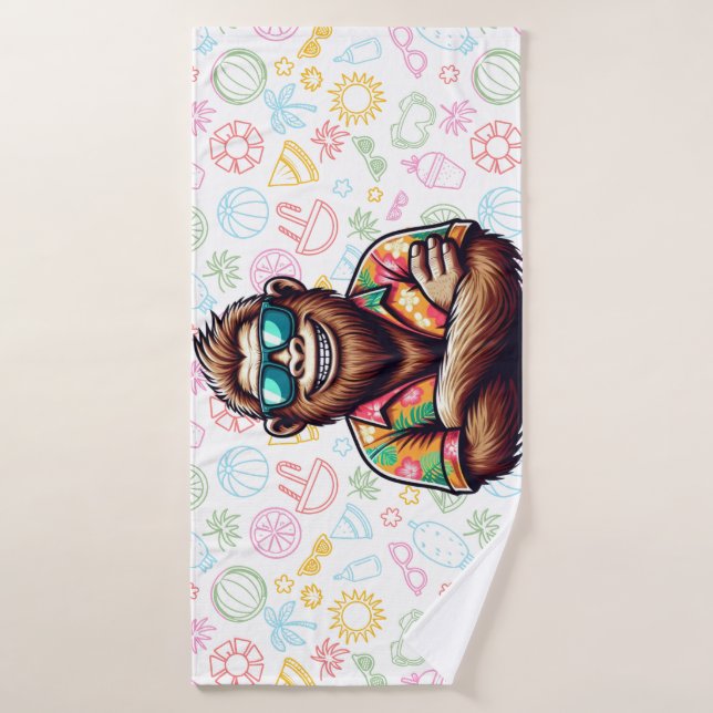 Tropical/beach yeti/bigfoot (Serviette de bain)