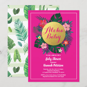 Tropical bébé fille douche invitation rose chaud