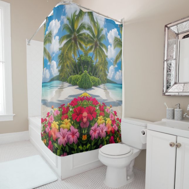 "Tropical Bloom Retreat Douche Rideau (En situation)