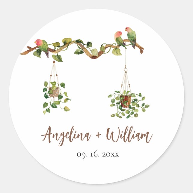 Tropical Botanical Greenery Wedding Stickers (Devant)