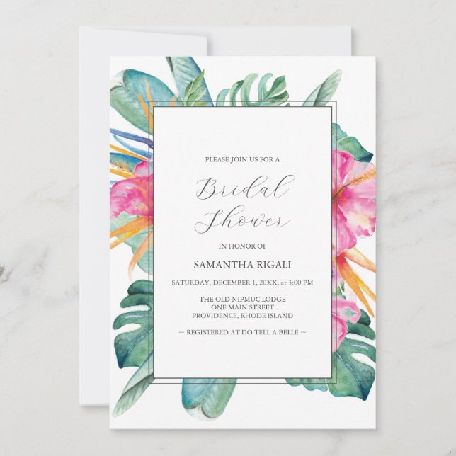 Tropical Bridal Shower Invitations (Devant)