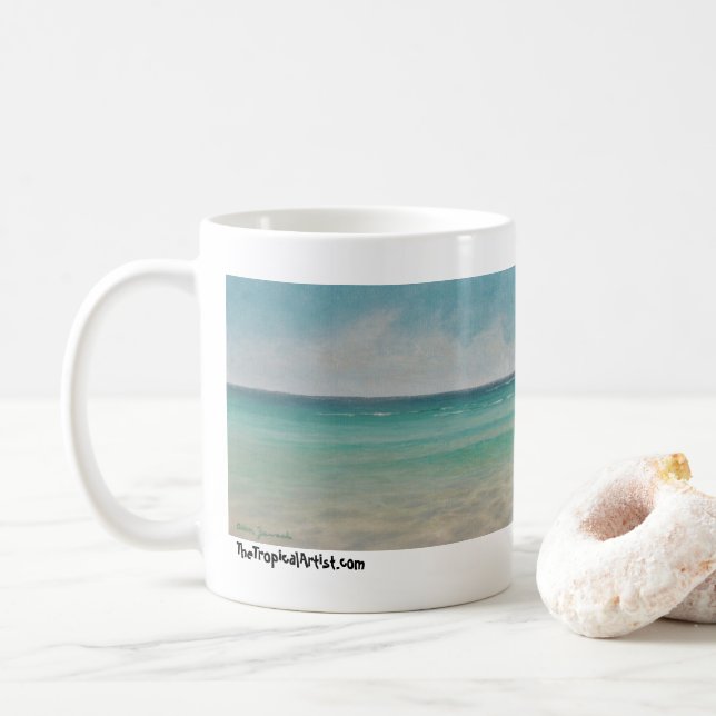 Tropical Caribbean Beach Paradise Café Mug (Avec donut)