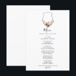 Tropical Coloré Crest d'automne Floral Diner Menu<br><div class="desc">Cette carte à la carte à la carte à fleurs de crête d'automne tropicale est parfaite pour un mariage rustique. Le design est composé de pivoines de couleur rose, rousse, jaune, bleue et blanche avec des feuilles verts botaniques. Ce menu peut être utilisé pour une réception de mariage, un dîner...</div>