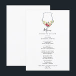 Tropical Coloré Crest d'automne Floral Diner Menu<br><div class="desc">Cette carte à la carte à la carte à fleurs de crête d'automne tropicale est parfaite pour un mariage rustique. Le design est composé de pivoines de couleur rose, rousse, jaune, bleue et blanche avec des feuilles verts botaniques. Ce menu peut être utilisé pour une réception de mariage, un dîner...</div>