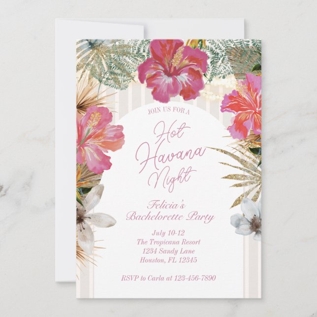 Tropical Cuban Bachelorette Invitation (Devant)