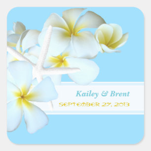 Tropical Design Personalized Square Favor Sticker