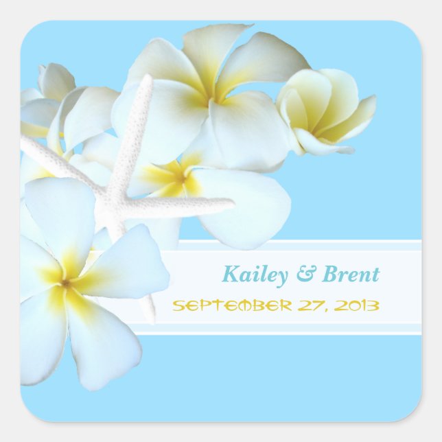 Tropical Design Personalized Square Favor Sticker (Devant)