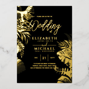 Tropical Disco Faire-part de mariage Gold Black Fo