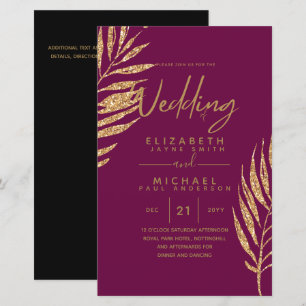 Tropical Disco Faire-part de mariage Gold Feuilles