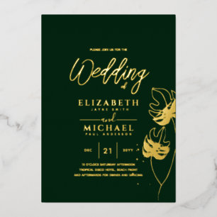 Tropical Disco Faire-part de mariage Gold GREEN Fo