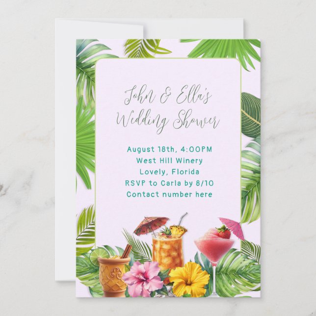 Tropical Drinks Couples Shower invitation (Devant)