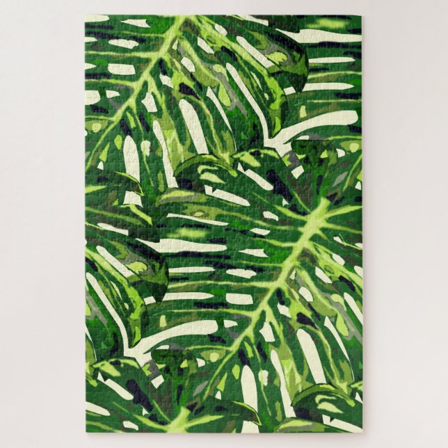 Tropical Feuille Puzzle Cadeau Vert (Vertical)