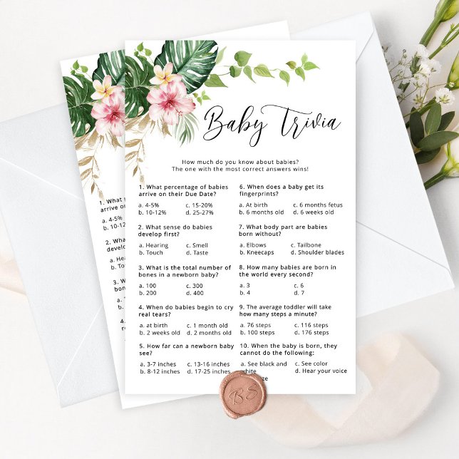 Tropical fille douche bébé trivia baby shower jeu (Créateur téléchargé)