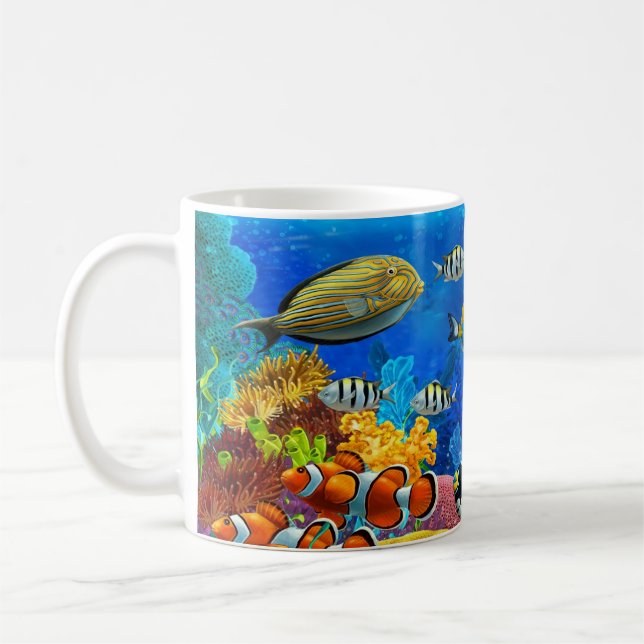 Tropical Fish Clownfish Design Coffee Mug Cup (Gauche)