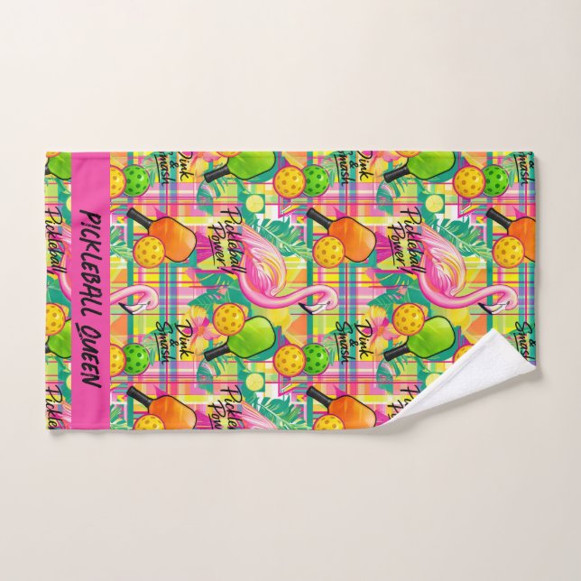 Tropical Flamingo Pickleball  (Serviette à main)
