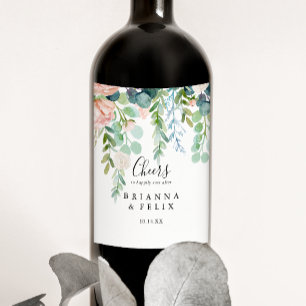 Tropical Floral Chevaux Mariages Étiquettes de vin