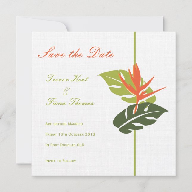 Tropical Floral Faire-Part de Date de Sauvegarde (Devant)
