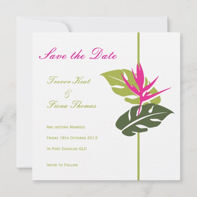 Tropical Floral Faire-Part de sauvegarde de date (Devant)